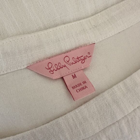 Lilly Pulitzer White Adira Dress Tassel Hem Balloon Sleeve Dress Medium - Picture 9 of 10